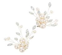 Amosfun 2pcs White Pearl Rhinestone Wedding Shoe Clips, Removable Bridal Heel Charms, Decorative Prom Shoe Accessories for Women
