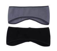 Amosfun 2pcs Winter Fleece Ear Warmer Headbands Full Ear Coverage, Stretchy Sports Earmuffs for Running and Cycling, Unisex Cold Weather Wraps in Black and Grey