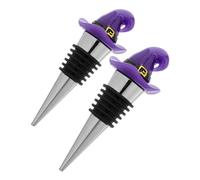 Amosfun 2pcs Witch Hat Bottle Stoppers Reusable Airtight Wine Saver Caps for Standard Bottles Leakproof Beverage Sealer with Unique Halloween Design Sustainable Drink Freshness