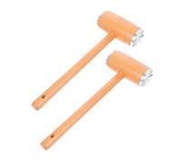Amosfun 2pcs Wood Meat Tenderizer Mallet with Dual Sided Aluminum Caps Ergonomic Kitchen Hammer for Efficiently Breaking Down Muscle Fibers Natural Wood Pounder for Steak Beef Chicken Pork