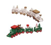 Amosfun 2pcs Wood Train Xmas Decorations Small Christmas Decor Ornaments Trains Christmas