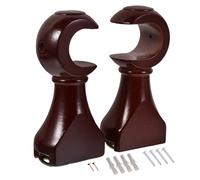 Amosfun 2pcs Wooden Curtain Rod Brackets Heavy Duty Wall Mount Supports with Screws for Secure Curtain Pole Installation Strong Bearing Capacity and Wear Resistant Design Smooth Modern