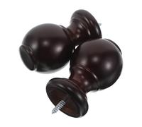 Amosfun 2pcs Wooden Curtain Rod Finials Replacement Ends for 29mm Poles, Coffee Brown Decorative Curtain Pole Caps for Window Drapery Hardware