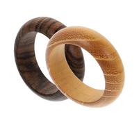 Amosfun 2pcs Wooden Finger Rings Set, Stylish Retro Finger Ornaments in Tiger Ebony and Golden Ebony, Lightweight Craft Rings for Women’s Casual and Vintage Jewelry