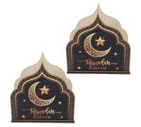 Amosfun 2pcs Wooden Napkin Holder for Table, Black Vertical Tissue Dispenser with Weight, Kitchen Paper Napkin Holder for Eid Ramadan Party and Home Use