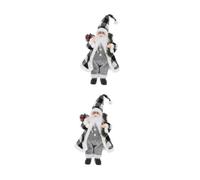 Amosfun 2pcs Xmas Santa Clause Figurine Christmas Decoration Santa Clause Sculpture Statue for Indoor Display Crafts