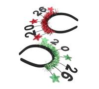 Amosfun 2pcs Year Headband with Glitter Star Design Festive Hair Hoop for Women and Symbolic Optimism Accessory for Holiday Party Celebrations