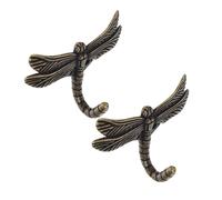 Amosfun 2pcs Zinc Alloy Dragonfly Decorative Hooks Heavy Duty Coat and Towel Hangers for Bathroom Kitchen Wall Mounted Style for Clothes Bags Keys