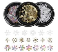 Amosfun 3 Boxes Snowflake Sequin Nail Decorations Christmas Nail Accessories Glitter Safe to Use