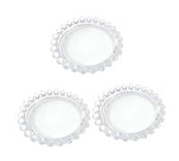 Amosfun 3 Pcs Pink Glass Appetizer Plate Fashion Daisy Pattern Stylish Serving Dish for Breakfast Kitchen Tableware