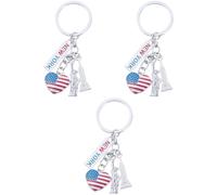 Amosfun 3 Pieces Th Creative Back Ornament US National Flag Gifts Independence Elaborated Keychain States Pendants American July Patriotic Memorial Freedom United