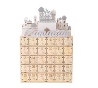 Amosfun 30 Mini Drawers Ramadan Festival Calendar Eid Countdown Calendar Wooden LED Lights Tabletop Ornament Beige Home Desktop Decoration for Living Room