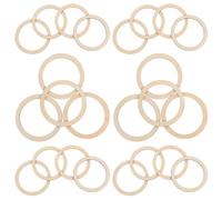 Amosfun 30pcs 7.5cm Wooden Flat Circles Craft Rings Unfinished Wood DIY Hanging Rings for Curtain Decoration and Art Projects
