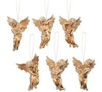 Amosfun 30pcs Christmas Angel Ornaments, 6cm Mini Golden Cupid Angle Pendant for Tree Hanging, Xmas Fireplace Decoration