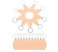 Amosfun 30pcs Unfinished Wooden Keychain Blanks DIY Craft Key Ring Blanks Wood Chip Key Chain Supplies for Engraving Painting and Woodcraft Projects