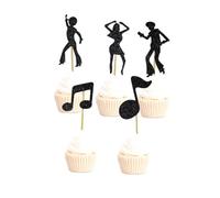 Amosfun 30pcs Vintage Music Note Cake Toppers Decorative Cake Picks Cupcake Inserts for Birthday Party Supplies with 5 Designs (6pcs Each)