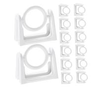 Amosfun 30pcs White Self Adhesive Curtain Rod Brackets Rotatable Plastic Drapery Pole Holders No Drill Wall Mount for Shower Curtains Towels and Tension Rods