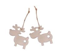 Amosfun 30pcs Wooden Christmas Hanging Ornaments Blank Pendants for DIY Painting Deer with Hollow Star with Rope for Tree Wall Porch