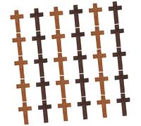 Amosfun 30pcs Wooden Cross Charms for Jewelry Making DIY Craft Accessories Safe Material for Bracelets Necklaces Keychains for Creative Projects and