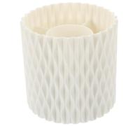 Amosfun 360° Rotating Makeup Brush Container Large Capacity Cosmetic Brush Organizer with Pen Holder White Plastic Makeup Tool Storage Bucket for Vanity Dressing Table and Office