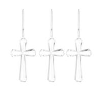 Amosfun 3pcs Acrylic Crosses Ornaments for Hanging, 4'' Small Cross Clear Pendants for Tree Decoration, Easter Religious Party Supplies, Christmas Party Favors