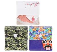 Amosfun 3Pcs Ash Bag - Practical Pocket Ashtray Pouches - Beijing Opera Style - Fireproof Resin - Small - Chinese