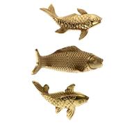 Amosfun 3pcs Brass Fish Desktop Ornament Creative Home Decor Adornment Stable Solid Art Collection Gift for Office and Living