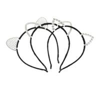 Amosfun 3pcs Cat Ear Headbands with Alloy Frame and Rhinestones, Halloween Party Headbands for Women, Cat Cosplay Accessories with Small and Large Diamond Detailing
