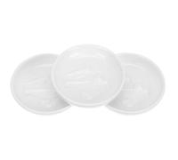 Amosfun 3pcs Ceramic Dip Dish for Dipping Sauces and Prepping Recipes, White Relief Small Taste Plate for Restaurants and Catering Use