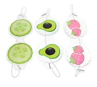 Amosfun 3pcs Cooling Eye Masks Fruit Cold Compress Gel Patch Pvc Eye Mask with Cucumber Extract Random Style