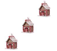 Amosfun 3pcs Creative House Shaped Christmas Hanging Ornament Lightweight Xmas Tree Decor Pendant for Festive Holiday Atmosphere and Indoor Decoration