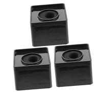 Amosfun 3pcs Cube Shape Interview Mic Stand Abs Plastic Material Logo Flag Station