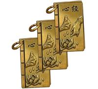 Amosfun 3pcs Delicate Copper Keychain Pendants with Antique Chinese Words Design, Lightweight Buddhist Amulet Ornaments, Compact Design for Bedroom and Keychain Use