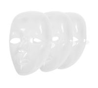 Amosfun 3pcs DIY White Blank Masks for Halloween Masquerade Party Lightweight Material Paintable Craft for Cosplay and Costume Decoration