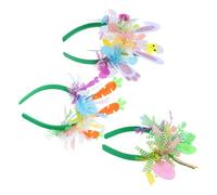 Amosfun 3pcs Easter Bunny Ears Headband Set with Chick, Carrot Colorful Egg Hair Hoop for Women, Spring Festival Cosplay Accessories for Easter Party Celebration