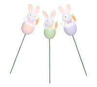 Amosfun 3Pcs Easter Egg Branches Artificial Floral Stems with Cute Cartoon Bunny Picks Plastic Easter Egg Decorations Spring Table Centerpiece Party Props