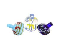 Amosfun 3pcs Glass Dreidel Elegant Judaica Hanukkah Collectibles Holiday Ornament Classic Spinning Dreidel for Family Bonding and Jewish Tradition Celebration