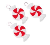 Amosfun 3pcs Glittered Foam Peppermint Candy Ornaments with Ribbon Accents for Christmas Tree Wall and Table Decorations Lightweight and Holiday Candy Cane Decor for Xmas Parties and