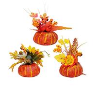 Amosfun 3pcs Halloween Artificial Sun Flower Maple Leaf Decor Pumpkin Photography Decorative Home Autumn Decorative Props Halloween Party Favors