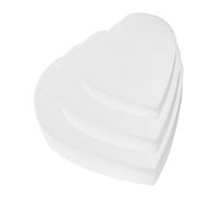 Amosfun 3Pcs Heart Shape Cake Dummy Set 6" 8" 10" White Foam Cake Models 5Cm Height DIY Baking Practice Decorating Craft Foam Blocks Wedding Display