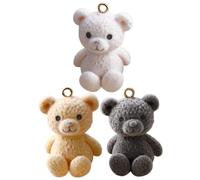 Amosfun 3pcs Kawaii Plush Bear Charms Pendant Set for Jewelry Making DIY Earrings Bracelets, Micro Plush Coffee White Beige Colors, Craft Supplies for Necklace and Bracelet Accessories