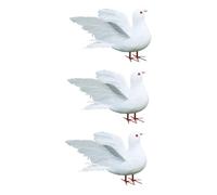 Amosfun 3pcs Large Artificial Wing Stretching Pigeon Peace Bird Decoration for Wedding Home Garden Wall Decor Realistic Pigeon Figurine