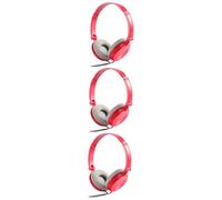 Amosfun 3pcs Lightweight Foldable Headphones with Microphone and Volume Control Bass Headsets for Smartphones Pc Laptop and Tablet Comfortable Design for Music Red