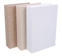 Amosfun 3pcs Linen Book Shaped Organizer Box with Magnetic Closure Hollow Structure Literary Charm Portable Faux Books for Home Use and Bookshelf Decoration