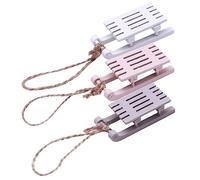 Amosfun 3Pcs Mini Wooden Sleigh Ornaments for Christmas Tree DIY Painting Craft Decorations Dollhouse Accessories Festive Home Holiday Decor