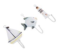 Amosfun 3pcs Nautical Wooden Coat Hooks Set with Lighthouse, Sailboat, and Fish Designs, Wall Mounted Decorative Hooks for Living Spaces and Bathrooms, Easy Installation Sea Themed Storage