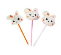 Amosfun 3pcs Plush Bunny Ballpoint Pens Set Multi-function Rabbit Doll Writing Pens Orange Pink White Barrel Office Classroom Use