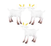Amosfun 3pcs Realistic Miniature Goat and Sheep Figurines for DIY Crafting and Educational Farm Animal Models Charming PVC Simulated Animal Specimens for Play Decorations and Collectors