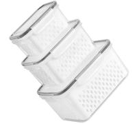 Amosfun 3pcs Refrigerator Food Container Set, PP White Stackable