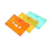 Amosfun 3pcs Retro Cassette Tape Wall Art Decor with Transparent Cases DIY Blank Tapes in Red for Decoration Party Blessings and Vintage Style